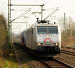 TXL 185 540-2 durfte am heutigen Tag den DGS 42196 ziehen, eingereiht diesmal nur ein IC 4 Triebwagen fr die DSB. Schleswig 26.03.12