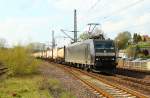 MRCE/CFL 185 557-7 mit dem DGS 25717(Padborg-Eichenberg Deuna Werke)durchfhrt hier Schleswig. 25.04.2012