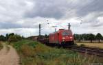 185 228-4 fhrt am 11.8.12 mit einem gemischten Gz bei Burgstemmen durch das Leinetal.