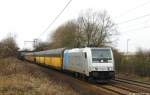Am 1.2.13 fuhr 185 691-3 mit einem Autozug durch Ahlten gen Lehrte.