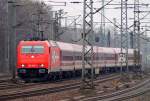 HGK 185 606-1 mit Fussball-Sonderzug aus Frth. HH-Harburg 02.03.2013