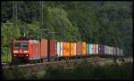 185 092 von DB Schenker Rail mit Containerzug am 05.07.13 in Jossa