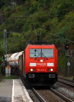 185 272-2 mit Kesselwagen-Zug Lorchhausen/Rhein 14.09.2013