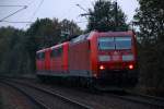 151 023 047 und 185 195-5 als Mini-Lok-Zug HH Moorfleet 02.11.2013