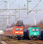 DB 6112 179(-7) und RBS AF 6185 634-3(an die HGL Bebra verliehen), Jübek, 02.02.2014