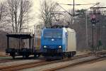 CFL Cargo 6185 519-6 wartet auf Gleisfreigabe im Bahnhof von Padborg. 27.02.2014