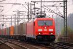 DB 6185 352-2(Unt/RMR/11.12.08) mit Containerzug in HH-Harburg. 31.03.2014