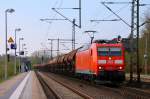DB 6185 154-2 mit 55 Tds Wagen rumpelt hier durch Schleswig. 21.04.2014