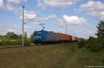 br-6185-traxx-f140-ac1-ac2/345347/185-511-3-alpha-trains-fuer-metrans 185 511-3 Alpha Trains fr METRANS Rail s.r.o. mit einem Containerzug in Stendal und fuhr in Richtung Salzwedel weiter. 31.05.2014