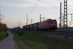 185 047-8 wurde am 24.11.14 mit einem Containerzug zum Rbf München-Nord in München-Obermenzing fotografiert.