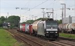 185 565 mit kurzem gemischtem Güterzug am 14.05.16 in Hilden