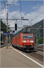 Die DB 108-5 und eine weiter haben mit ihrem Güterzug Göschenen erreicht.
21. Juli 2016