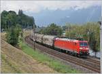 In der Folge dauerte es nur ein paar Minuten, bis de  Novelis  Güterzug von Sierre nach Göttingen auftaucht.