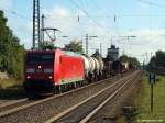 Mit einem Gz aus Maschen rollt 185 009-8 am 4.9.10 gleich durch den Tostedter Bahnhof.