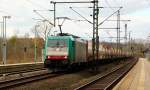 CFL Cargo Mietlok 186 247-3 mit dem Mehlzug aus Padborg bei der Durchfahrt in Schleswig. 13.4.12