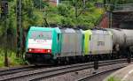 186 126 hat 185 541 und einige ler am Haken und fhrt hier durch HH-Harburg. 07.07.12