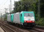 186 242-4 und 186 131-9 verlassen hier den alten Gbf HH-Harburg, 07.09.12