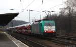 E 186 222-6 fuhr am 25.1.14 mit einem Autologistikzug durch Köln-West.