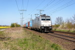 186 433-9 Railpool GmbH für METRANS Rail s.r.o. mit einem Containerzug in Stendal und fuhr weiter in Richtung Magdeburg. 21.04.2016