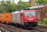 OHE 186 133-5 kam mit einem  Wascosa  Containerzug nach Hamburg. 6.5.10