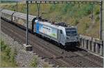 Kurz vor Concise ist die an die BLS vermietete Railpool 187 008-8 mit einem Güterzug auf dem Weg in Richtung Biel/Bienne.