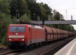 Mit einem langen Gz durchfhrt 189 020-1 den Bhf. Tostedt auf dem Weg gen Maschen. 25.9.10