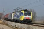 189-912 MRCE-Dispolok mit KLV-Zug bei Ostermnchen (Mnchen - Rosenheim) am 5.3.2011.
