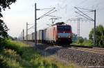 189 082-1 mit Containerzug in Vietznitz Richtung Paulinenaue unterwegs. 16.07.2011
