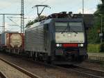 189 287-6 mit dem  bring  Logistik KLV aus Norwegen hier beim Halt in Schleswig. 07.08.11