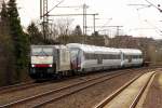 189 150-6/ES 64 F4-150 als Zuglok des DGS 42196(berfhrung IC 2 und IC 4 Triebwagen) von Lhne Gbf kommend bei der Durchfahrt in Schleswig mit -25min also mal vor der Zeit. SL 12.03.2012