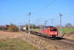 Die ausgewaschene 189 012 ist am 01.03.2013 mit dem KLV-Zug 50232(Rostock-Seehafen-Hamburg Billwerder)unterwegs.Hier in Sildemow.