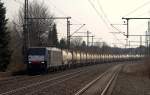 MRCE/TXL 189 923-6/ES 64 F4-023 mit dem DGS 40968(Zementexpress aus Deuna)bei der Durchfahrt in Schleswig. 09.04.2013(vorne)