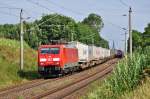 Am 18.08.2013 rauscht die 189 018 mit dem KT 42147 nach Verona Q.E durch Siuldemow in Richtung Papendorf.Gestartet ist der Zug in Rostock-Sehafen.