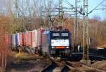 MRCE/TXL 189 458-3 mit Lauritzen KLV rauscht hier durch Schleswig. 24.11.2013