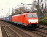 189 088-8! mit Containerzug in HH-Harburg 30.11.2013