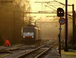 TXL/MRCE ES64F4-997/189 097 und ES64F4-287/189 287 im Sonnenaufgang in Padborg. 02.12.2013