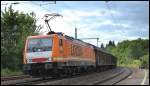 br-6189-es-64-f4-/349466/189-820-von-locon-mit-gueterzug 189 820 von Locon mit Güterzug am 20.06.14 in Sterbfritz