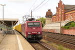 189 800-6  Meerane  PRESS mit einem leeren Holzzug in Rathenow und fuhr weiter in Richtung Wustermark.