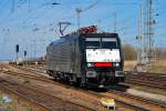 Mit einem Gaskesselzug kam am 03.04.2010 die 189 289 in Rostock-Seehafen an.Aus dem Dngemittelwerk Poppendorf kommend ging es nach dem Kopf machen weiter nach Priestewitz.