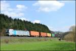 193 801 EVB/Railpool mit Containerzug am 18.04.13 bei Hermannspiegel