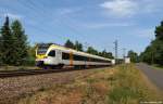 ET 7.14 der eurobahn fhrt am 4.6.11 als RE 3 nach Dsseldorf Hbf. bei Nordbgge durch die Landschaft.
