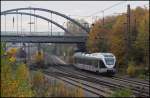 Jubilumsflirt (150 Jahre Ruhr-Sieg-Strecke) ET 22008 von Abellio am 29.10.11 in Kreuztal mit Fahrtrichtung Siegen