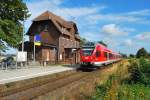 Ein Mal wieder unerkennt gebliebener  Flirt der Baureihe 427 saust am 02.09.2009 als RE 33210 nach Rostock.Aus Sassnitz kommend hat er sein Fahrtziel Rostock fast erreicht.Hier beim durchfahren des Hp Mnchhagen.