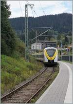 Der DB 1440 173 Alstom Coradia Continental ereicht auf seiner Fahrt von Seebrugg nach Titisee den Bahnhof von Feldberg Bärental.,     21.