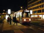 Ein DWAG-GT8S der Rheinbahn steht am 06.11.2009 in Regen und Abenddunkelheit auf dem Jan-Wellem-Platz in Dsseldorf - heute wre diese Aufnahme im Baustellenchaos schon garnicht mehr mglich.