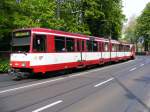 Eine Doppeltraktion aus Stadtbahnwagen B der Rheinbahn ist am 28.