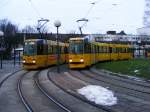 strassenbahn-essen/91897/zwei-duewag-m8-der-evag-stehen-am Zwei DWAG-M8 der EVAG stehen am 16. Januar 2009 in der Wendeschleife in Essen-Bredeney.