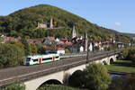 650 417 der  Erfurter Bahn  bei der Ausfahrt aus Gemnden am 10. Oktober 2022.