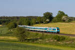 223 072  Gria di Allgu  aus Martkredwitz kommend am 27. Mai 2023 bei Escheldorf.