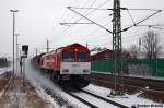 DE672 (266 072-8) HGK - Hfen und Gterverkehr Kln AG mit einem Kesselzug in Rathenow in Richtung Wustermark unterwegs. Netten Gru an den Tf! 09.02.2012